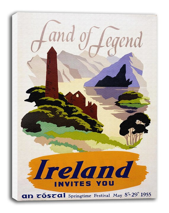 Vintage Ireland Poster Travel Print Irish Art Gift Hanging Etsy