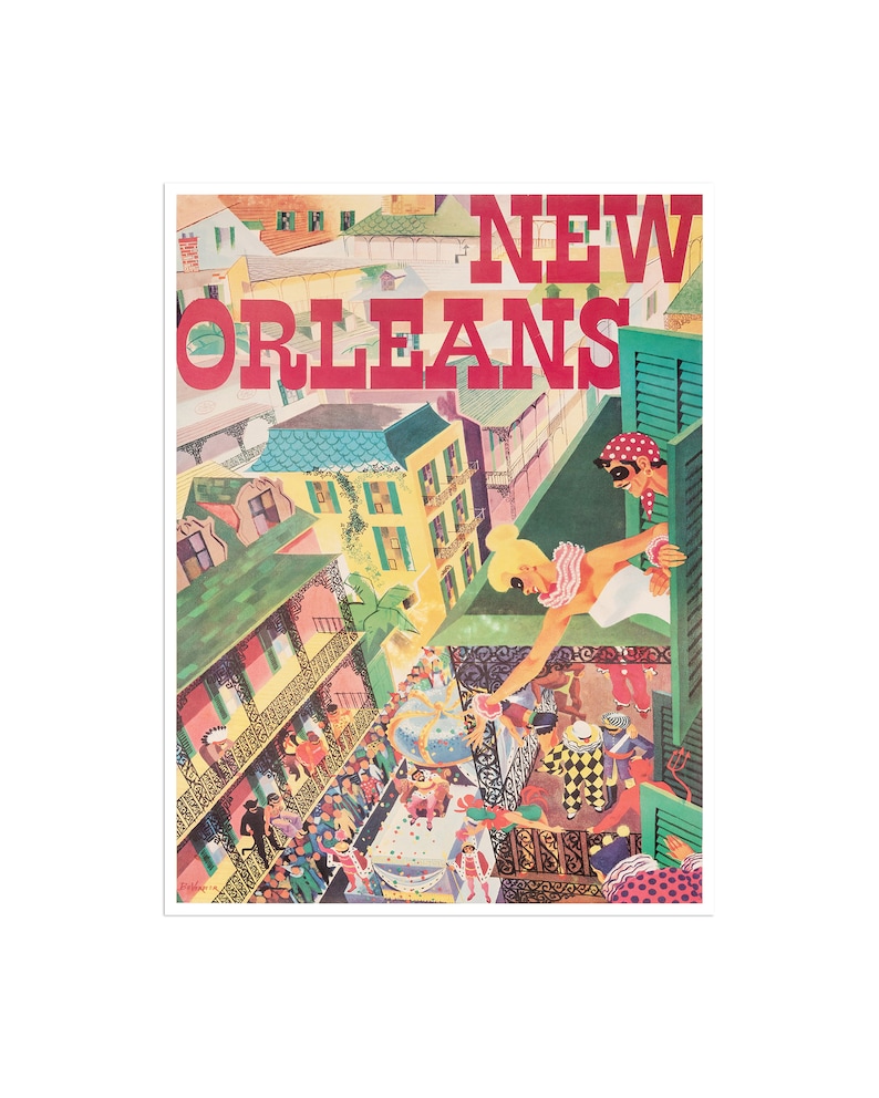 New Orleans Art Vintage Travel Poster Print Canvas Hanging Etsy