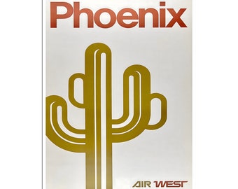 Phoenix Print Arizona Travel Poster Air West Airlines Art xr4792a