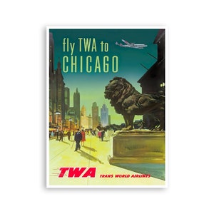 Vintage Chicago Print Illinois Travel Poster Retro Home Decor Art xr4214