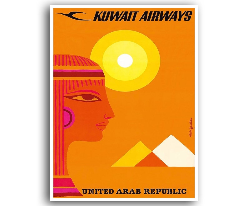 Kuwait Art Travel Poster Vintage Print Canvas Hanging Wall Etsy