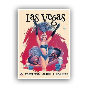 Canvas Painting, Las Vegas Old Strip Scene, Retro Travel Poster
