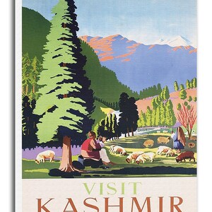 Kashmir India Travel Poster Vintage Art Canvas Print Hanging Retro Wall Decor xr829