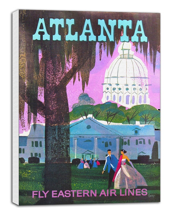 Atlanta Print Travel Poster Vintage Art Canvas Decor Etsy