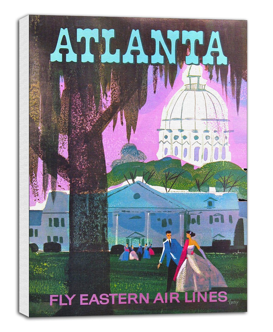 Atlanta Print Travel Poster Vintage Art Canvas Decor Etsy