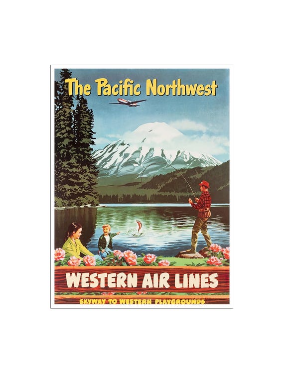 Oregon Washington Vintage Pacific Northwest Art Travel Poster National Park Print Canvas Hanging Wall Decor xr868
