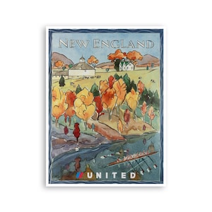 New England Print United Airlines Travel Poster America Art xr3543a