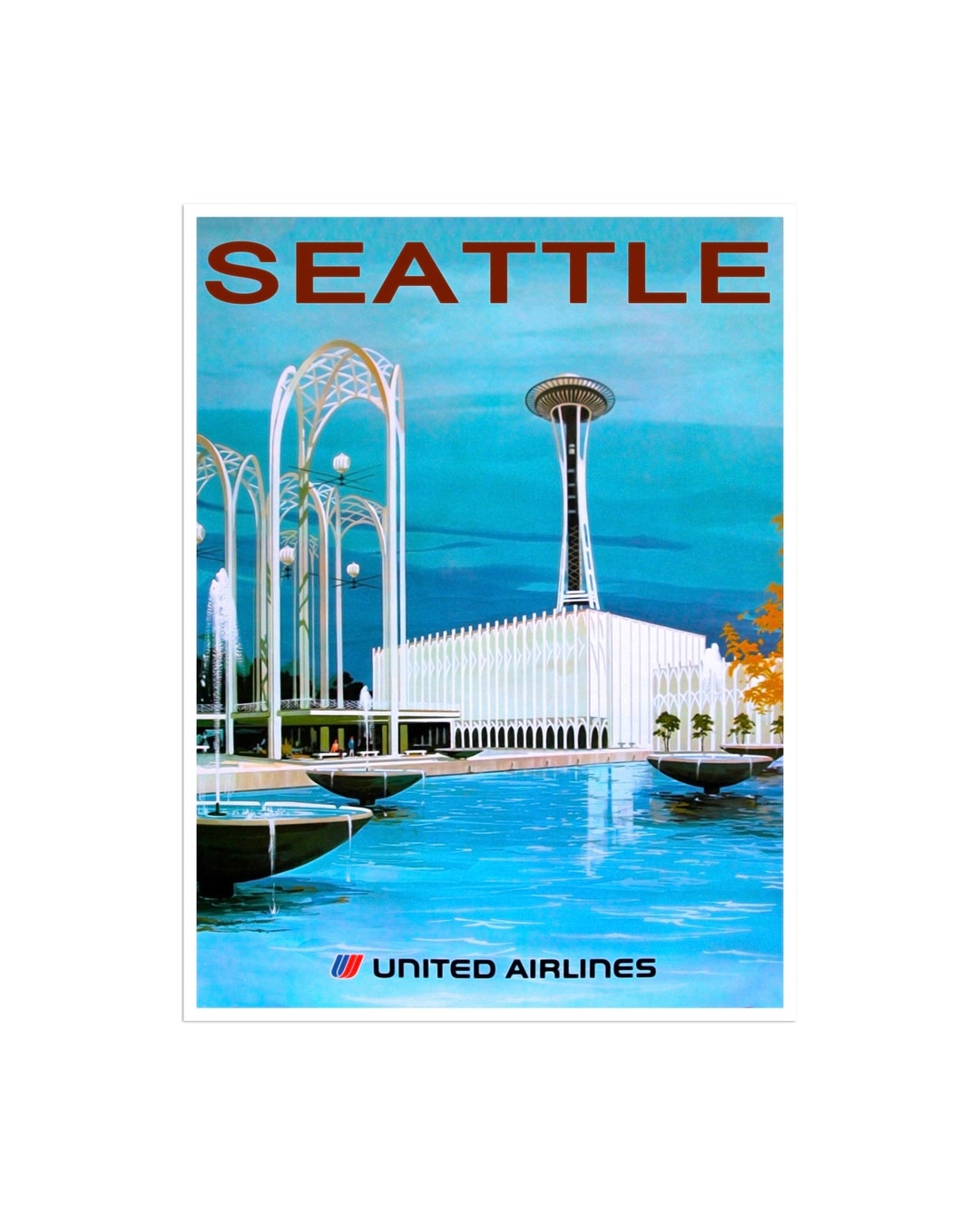 Seattle Travel Poster Washington Art Canvas Print America Wall Decor ...