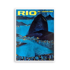 Póster de viaje vintage de Río de Janeiro, Brasil, arte retro, regalo brasileño xr1874