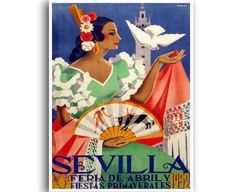 Seville Spain Vintage Travel Poster Spanish Art Retro Home Decor Print xr952