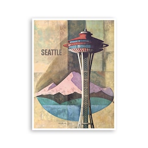 Seattle Travel Poster Washington Wall Art Canvas Print America xr3654