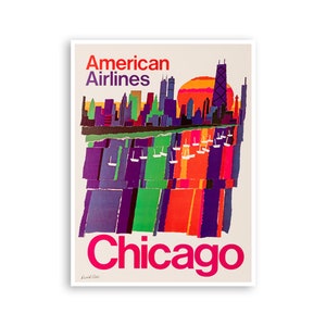 Chicago Art American Airlines Travel Poster Print xr3377a