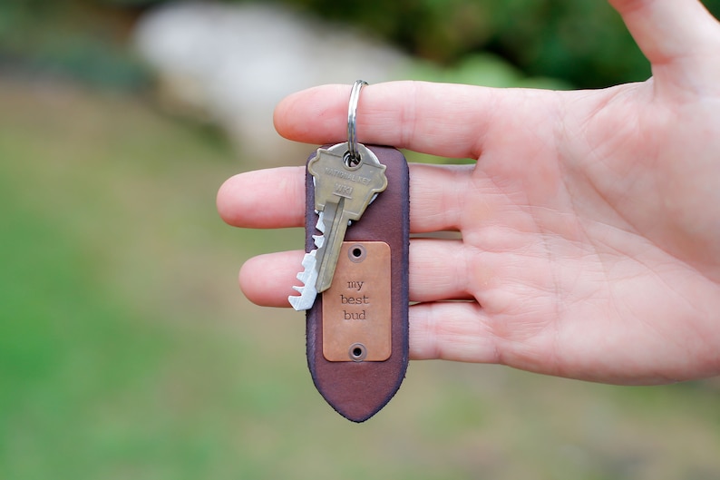 personalized key chain custom leather key chain hand stamped key chain personalized key fob leather key fob Men/'s Custom Key Chain