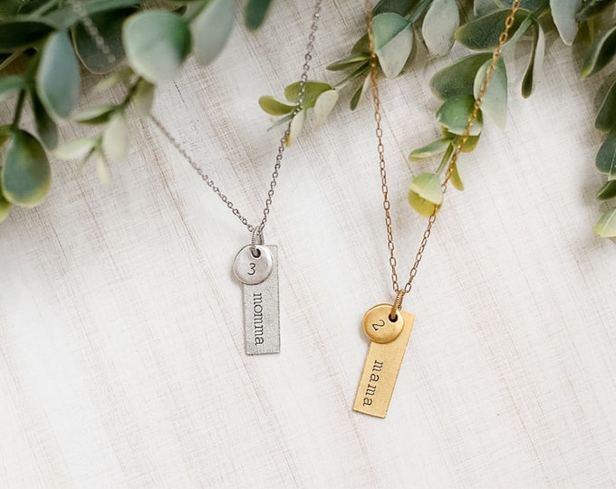 Custom Hand Stamped Necklace for Mom • Personalized Mother's Necklace • Custom Mama Necklace • Personalized Gift for Mother's Day