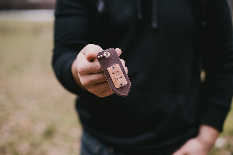 personalized key chain custom leather key chain hand stamped key chain personalized key fob leather key fob Men/'s Custom Key Chain