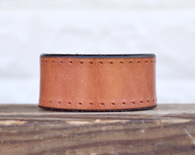 Personalized Leather Cuff Bracelet, Tan Dotted Leather Cuff for Women, Hand Stamped Cuff with Your Custom Words, Gift for Best Friend