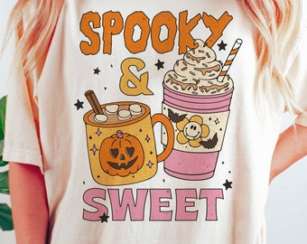 Spooky Sweet Pumpkin Coffee PNG: Retro Halloween Design