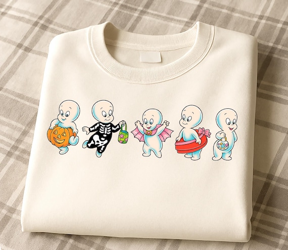 Casper friendly ghost Can I keep you ghosts in a row cute ghosts pumpkin skeleton Ghost nostalgic 90s  Halloween Spooky Tshirt PNG Design