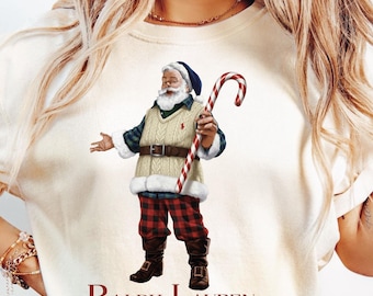 Boujee Vintage Santa Toasting Champagne Ralph Lauren Polo Png Plaid Suit