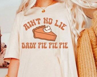 Diseño de camiseta con juego de palabras de pastel de Acción de Gracias retro PNG