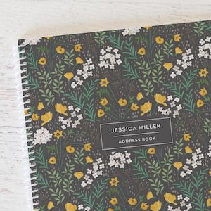 Minimalist Address Book with Personalized Cover and White Coil Binding | Perpetual Calendar | Contacts Book NB6430A