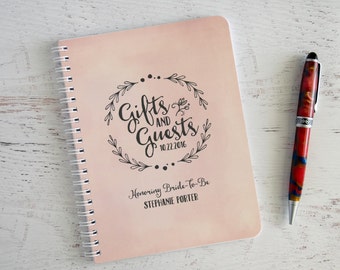 Rustic Bridal Shower Gift List Personalized Guest Book Spiral Notebooks Small Note Books Gifts Bridesmaid Gifts Stocking Stuffer NB1012