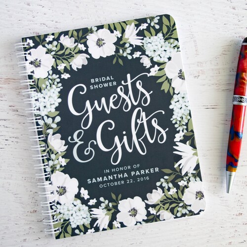 Bridal Shower Gift List Personalized Guest Book Spiral Etsy