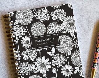 Personalized Password Book with Gold Spiral Binding | Password Manager Notebook | Logins and Passwords Organizer | Password Keeper NB6326P