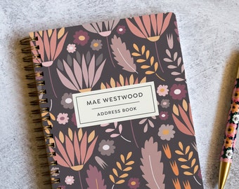 Personalized Address Book with Gold Spiral Binding and Perpetual Calendar Pages | Custom Mother&#39;s Day Gifts | Contacts Book NB6391
