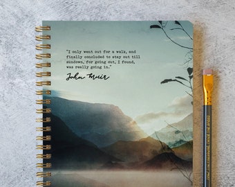 Personalized Travel Journal, Custom Spiral Notebook with 100 Pages, John Muir Quote, Travel Diary, Trip Journal, Graduation Gifts NB6410