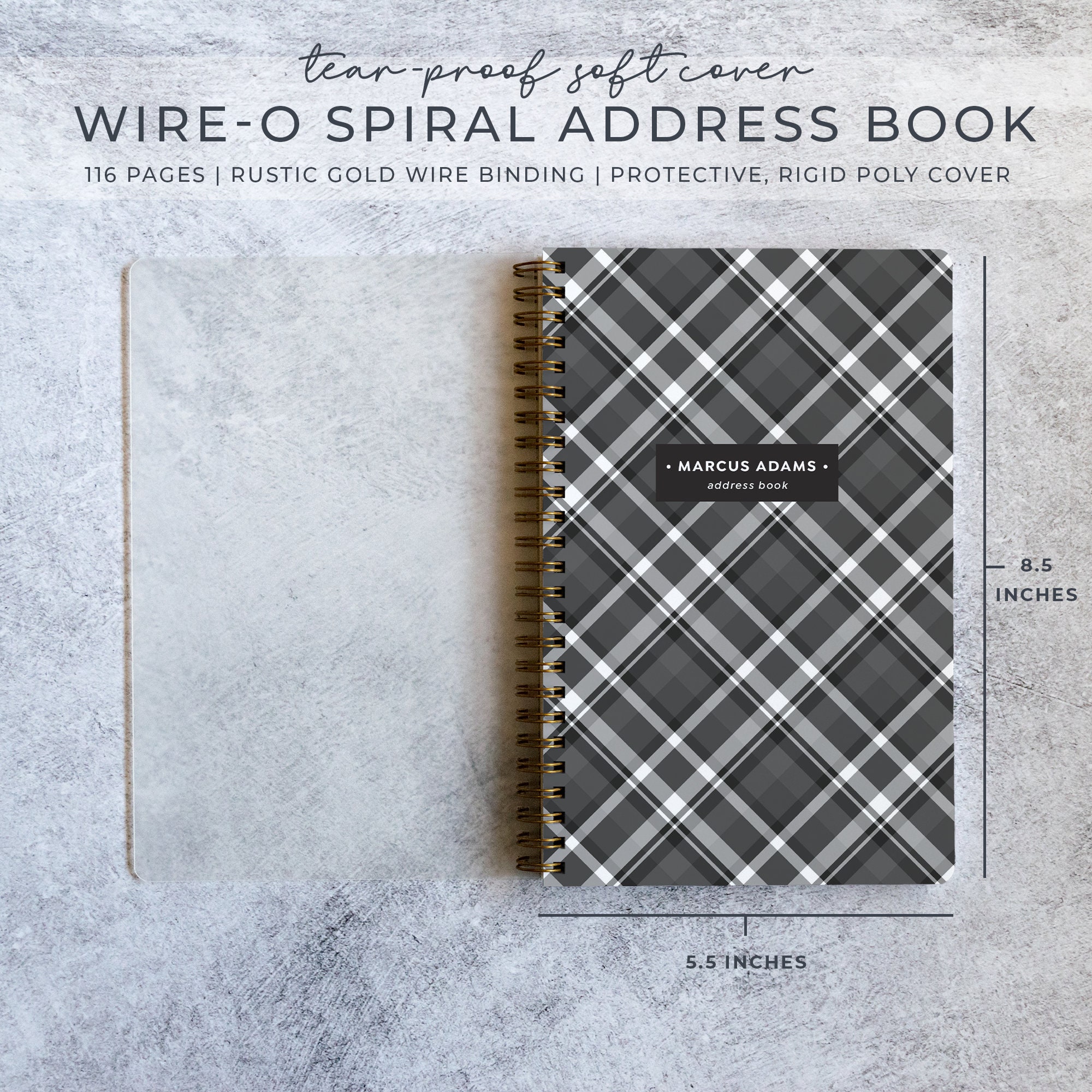 Personalized Address Book With Gold Spiral Binding Holds 300 Etsy