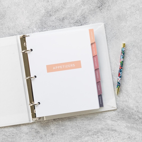 Separadores de carpeta personalizados con texto a medida / Opciones de formato ancho / Compatibles con protectores de página