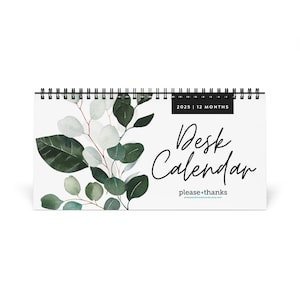 Desk Calendar with Stand | Spiral-Bound Calendar | Minimalist Watercolor Illustrations | Small Calendar | 12 Month 2025 Calendar 1002