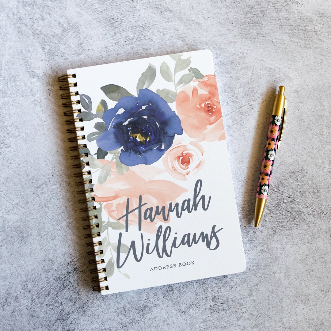 Custom Address Book, Personalized Spiral Notebook for Contacts