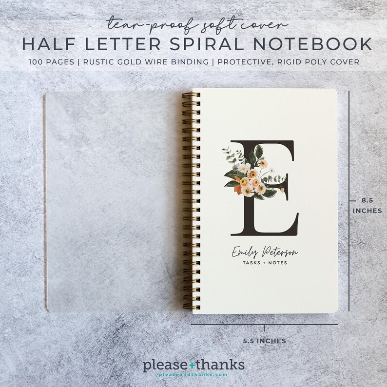 Autumn Florals Monogram Notebook, To Do List Spiral Notebook, To Do List Pad, Task Notebook, Stocking Stuffers, Personalized Gifts NB6409TD image 2