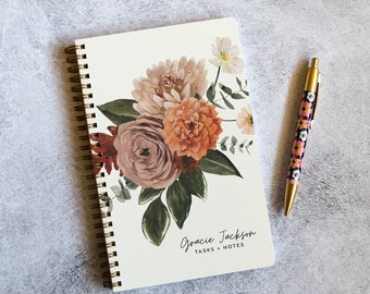 Custom To Do List Notebook with Daily To Do Lists and Notes, Fall Floral Design, 100 Pages with Protective Poly Cover, To-Do List Pad NB6407