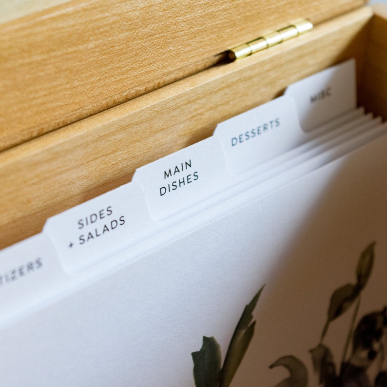 Recipe Box Divider Tabs Set of 6 Custom 6x4.5inch Index Etsy