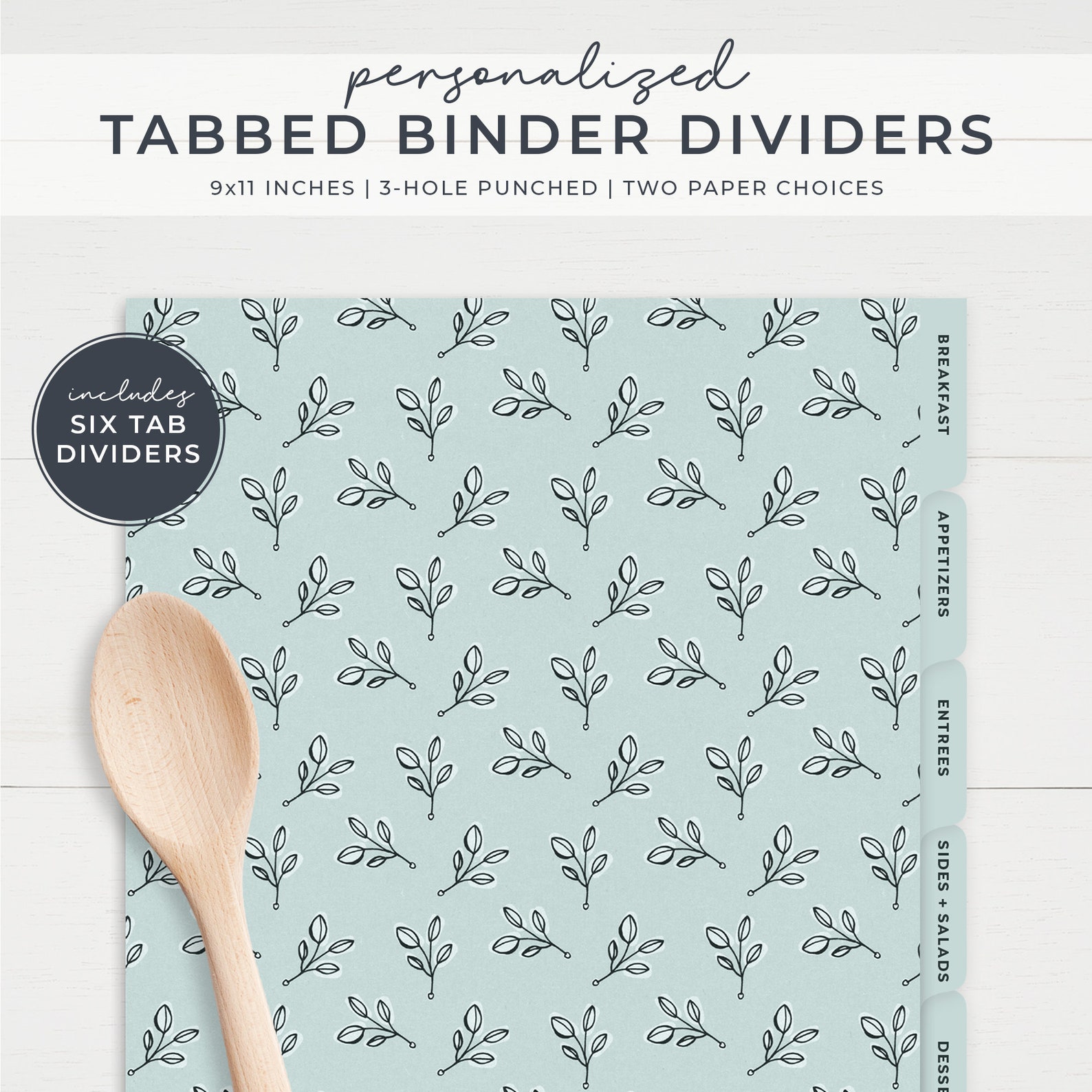 Custom Recipe Book Dividers Six Tabbed Sheets Personalized Etsy