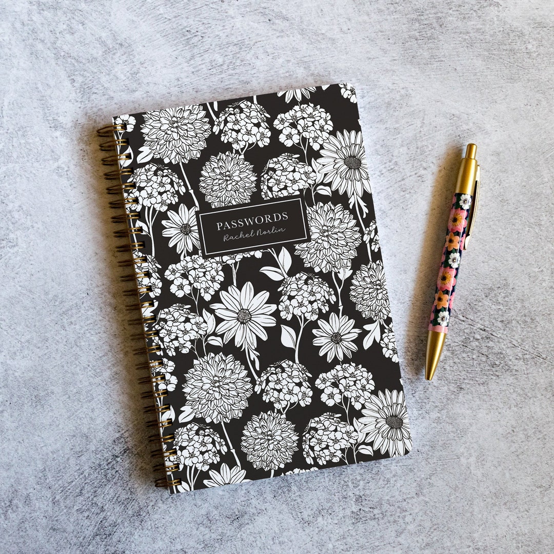 Personalized Password Book With Gold Spiral Binding Password Manager