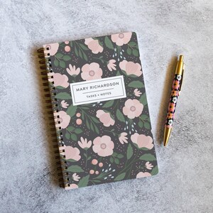 Minimalist Planner Notebook Personalized with Your Name, 100 Pages of To-Do Lists and Notes, Poly Cover, Custom Stocking Stuffer NB6357 image 1