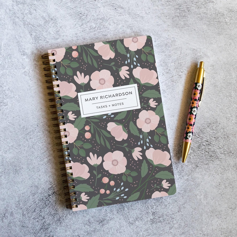 Minimalist Planner Notebook Personalized with Your Name, 100 Pages of To-Do Lists and Notes, Poly Cover, Custom Stocking Stuffer NB6357 image 1
