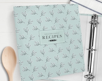 Recipe Binder, Personalized Recipe Card 3-Ring Binder, Refillable, Includes Printable 8.5x11" Recipe Sheets, Meal Planner, Grocery List 6324