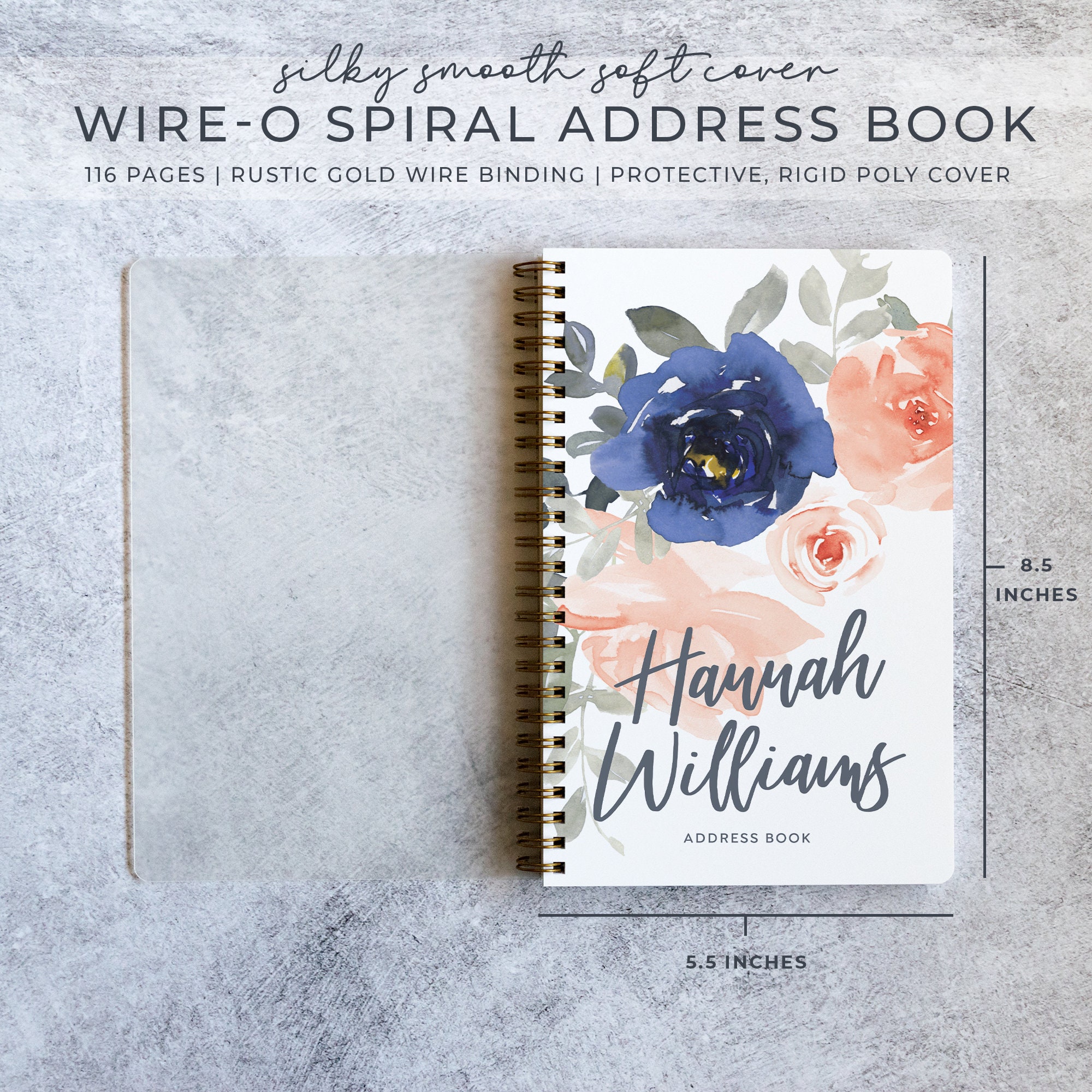 Custom Address Book Personalized Spiral Notebook for Etsy