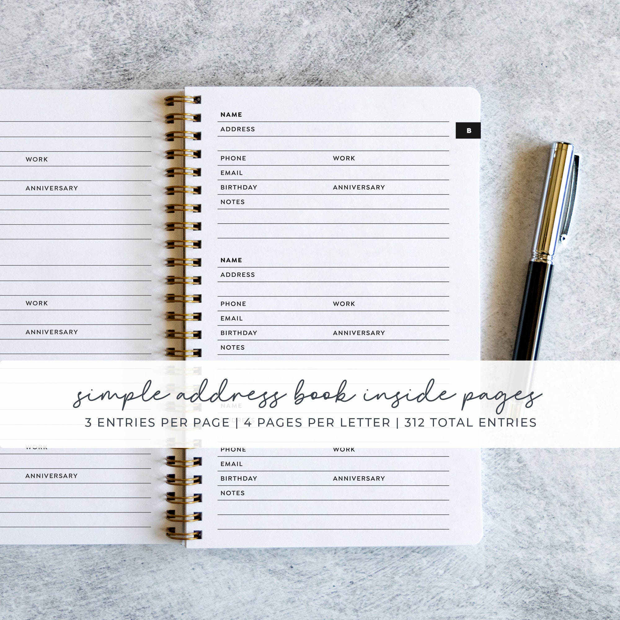 Address Book With Personalized Cover, Gold Spiral Notebook for ...