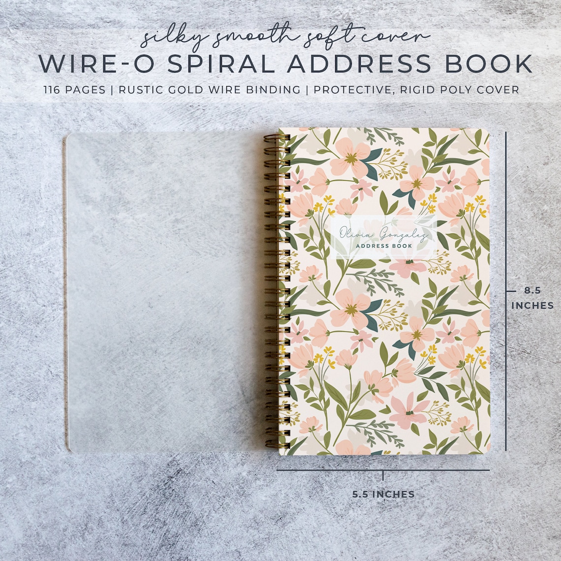 Address Book with Personalized Cover Gold Spiral Notebook for Etsy