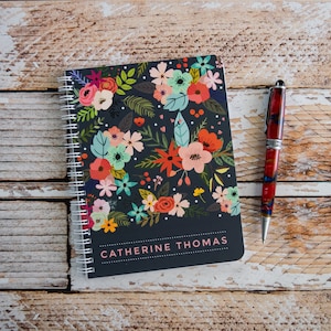Cuaderno personalizado Diario personalizado Cuadernos de espiral Cuadernos pequeños Flores Regalos personalizados Regalos de dama de honor Relleno de medias NB2001
