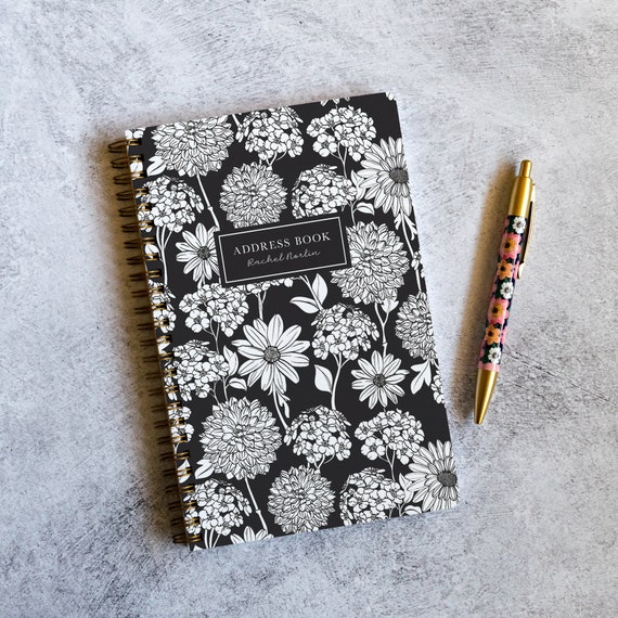 Address Book with Personalized Cover Spiral Notebook for Etsy