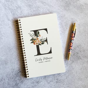 Autumn Florals Monogram Notebook, To Do List Spiral Notebook, To Do List Pad, Task Notebook, Stocking Stuffers, Personalized Gifts NB6409TD image 1