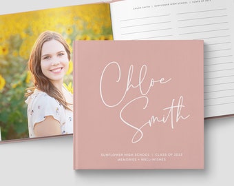 Graduation Photo Book with Custom Interior Pages Printed with Your Photos, Hardcover Guest Book for Graduation, Birthday, Anniversary GB009