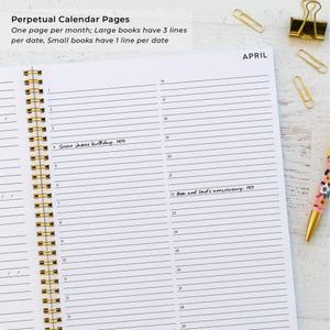 Printed Address Book, Personalized Notebook for Contacts, Perpetual Calendar, Rigid Poly Cover, Gold Wire Binding, Stocking Stuffer NB6361A image 7